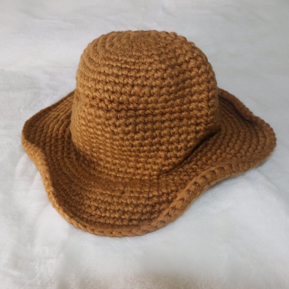 Light Brown Wide Brim Woven Panama Hat